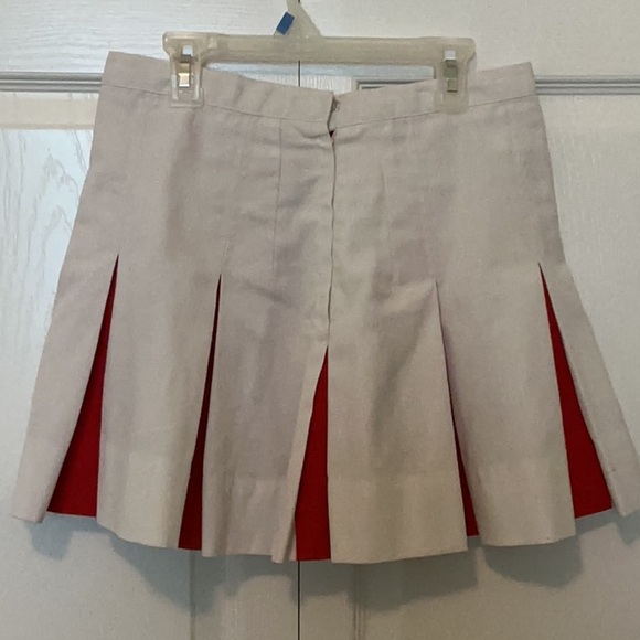Handmade Vintage white and Red Pleated cheerleader Skirt size small - Picture 2 of 5